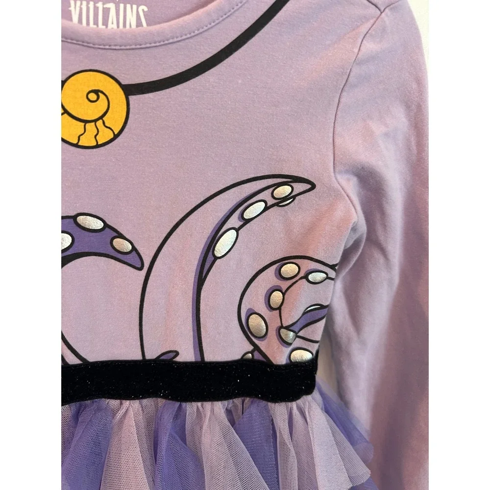 Disney Villains Ursula Tutu Dress Purple Long Sleeve Tulle Skirt Kids 4/5